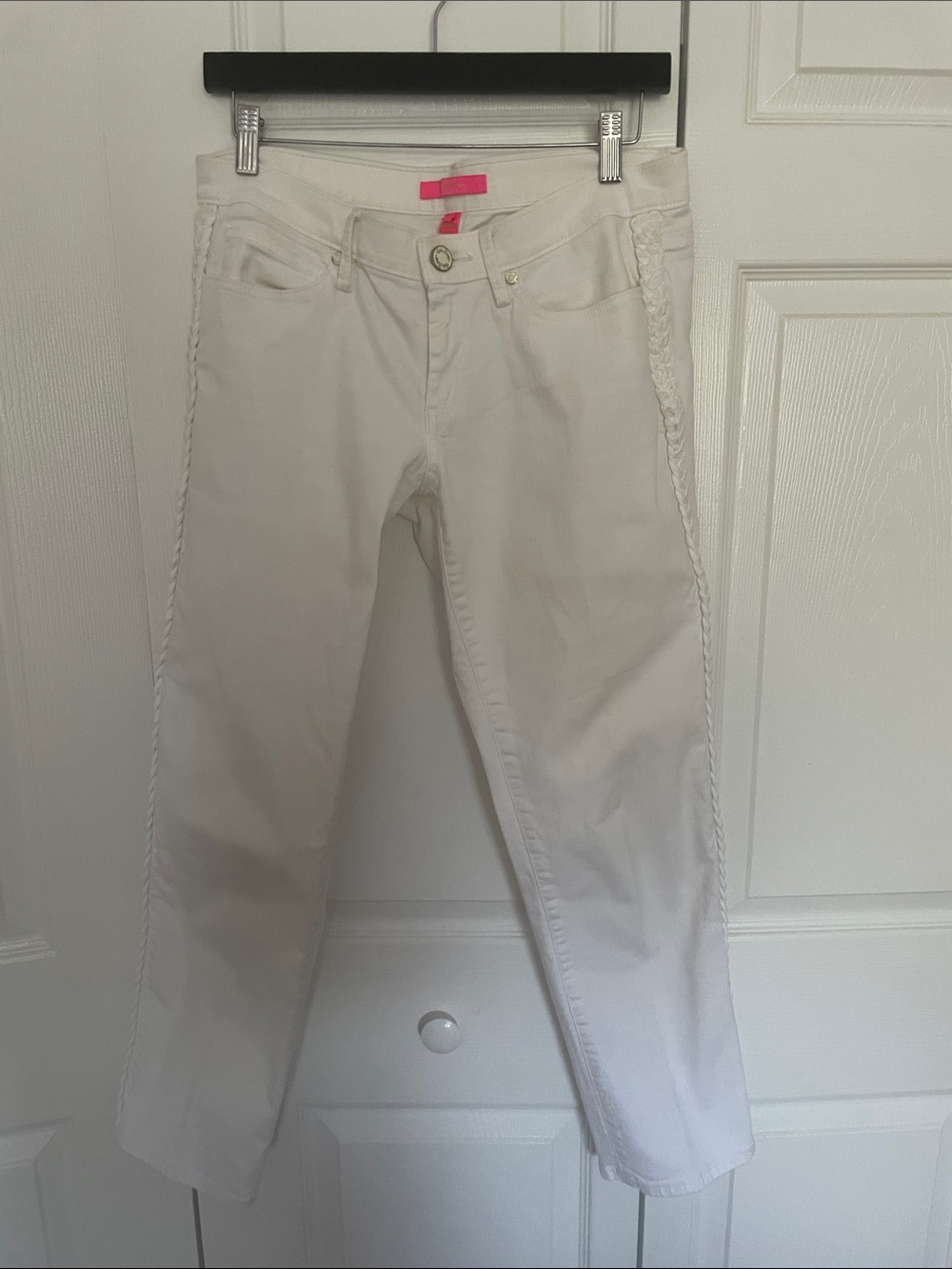 Lilly Pulitzer Cream Straight-Leg Pants with Braided Side Trim